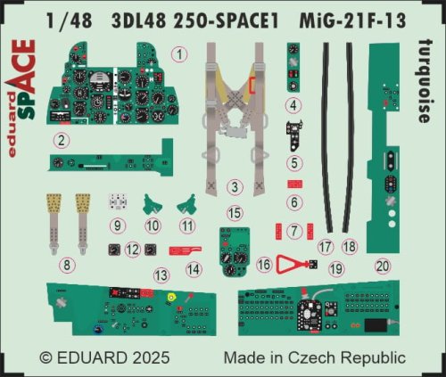 Przejdź do produktu Eduard 3DL48250 - 1:48 MiG-21F-13 turquoise Space 3D Decals