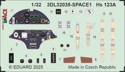 Przejdź do produktu Eduard 3DL32035 - 1:32 Hs 123A Space 3D Decals