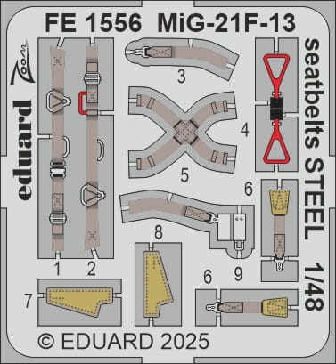 Przejdź do produktu Eduard FE1556 - 1:48 MiG-21F-13 seatbelts - Steel
