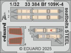 Eduard 33384 - 1:32 Bf 109K-4 seatbelts - Steel