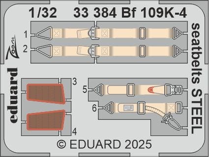 Przejdź do produktu Eduard 33384 - 1:32 Bf 109K-4 seatbelts - Steel