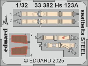 Eduard 33382 - 1:32 Hs 123A seatbelts - Steel