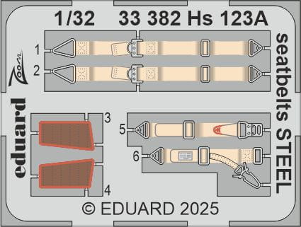 Przejdź do produktu Eduard 33382 - 1:32 Hs 123A seatbelts - Steel