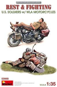 Miniart 53068 - 1:35 Rest & Fighting U.S. Soldiers w/ WLA Motorcycles