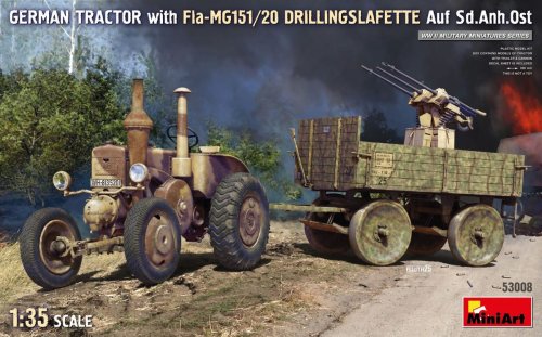 Przejdź do produktu Miniart 53008 - 1:35 German Tractor with Fla-MG151/20 Drillingslafette Auf Sd.Anh.Ost