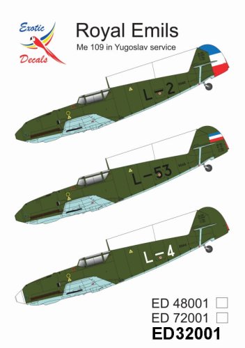 Przejdź do produktu Exotic Decals 32001 - 1:32 Royal Emils Me 109 in Yugoslav Service
