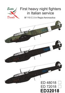 Exotic Decals 32018- 1:32 First Heavy Night Fighters in Italian service Bf 110 C-3 in Regia Aeronautica