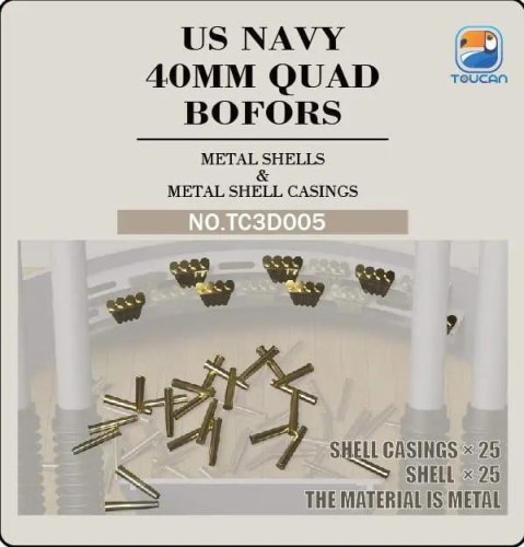 Przejdź do produktu Zimi Model Toucan 3D005 - 1:35 US Navy 40 mm Quad Bofors Metal Shells & Metal Shell Casings 25 & 25 pcs
