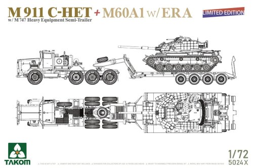Przejdź do produktu Takom 5024X - 1:72 M911 C-HET w/M747 Heavy Equipment Semi-Trailer + M60A1 w/ERA