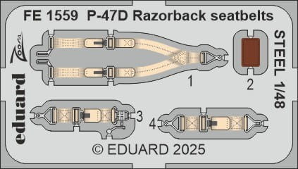 Przejdź do produktu Eduard FE1559 - 1:48 P-47D Razorback seatbelts - Steel