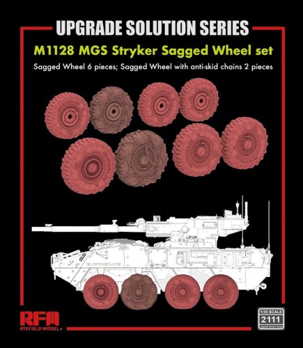 Przejdź do produktu Rye Field Model 2111 - 1:35 M1128 MGS Stryker Sagged Wheel Set 6 pcs with Anti-Skid Chains 2 pcs