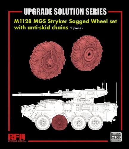 Przejdź do produktu Rye Field Model 2109 - 1:35 M1128 MGS Stryker Sagged Wheel Set with Anti-Skid Chains 2 pcs