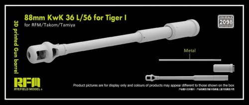 Przejdź do produktu Rye Field Model 2098 - 1:35 88 mm KwK 36 L/56 for Tiger I 3D Printed Gun Barrel