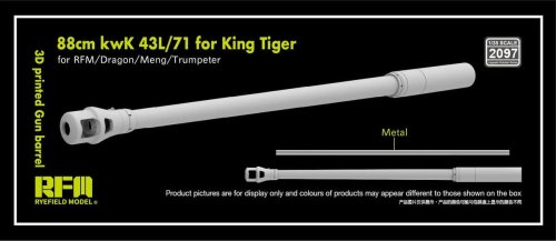Przejdź do produktu Rye Field Model 2097 - 1:35 88 mm KwK 43 L/71 for King Tiger 3D Printed Gun Barrel