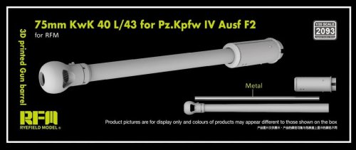 Przejdź do produktu Rye Field Model 2093 - 1:35 75 mm KwK 40 L/43 for Pz.Kpfw IV Ausf F2 3D Printed Gun Barrel