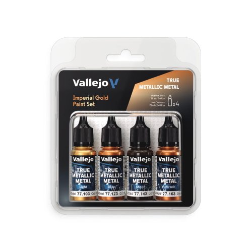 Przejdź do produktu Vallejo 77252 - Zestaw farb akrylowych True Metallic Imperial Gold
