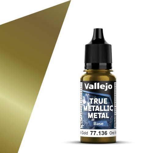 Przejdź do produktu Vallejo 77136 - Farba akrylowa True Metallic Metal 136 Greenish Gold Base 18 ml
