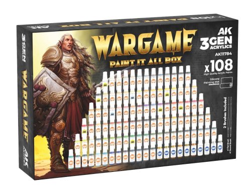 Przejdź do produktu AK Interactive 11784 - Zestaw farb 3Gen Wargame Paint It All Box 108 kolorów