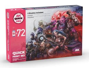 AK Interactive 17602 - Zestaw farb Quick Gen Paint Set 72 kolory + pędzle