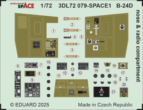 Przejdź do produktu Eduard 3DL72079 - 1:72 B-24D nose & radio compartment Space 3D Decals