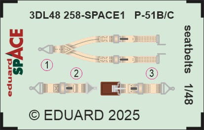 Przejdź do produktu Eduard 3DL48258 - 1:48 P-51B/C seatbelts Space 3D Decals