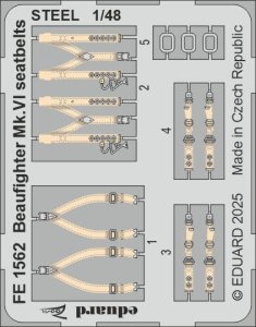 Eduard FE1562 - 1:48 Beaufighter Mk.VI seatbelts - Steel