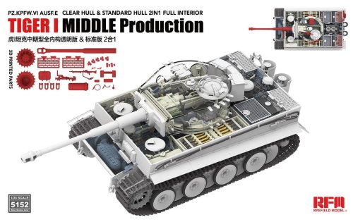 Przejdź do produktu Rye Field Model 5152 - 1:35 Tiger I Mid-Production w/clear parts - Full Interior