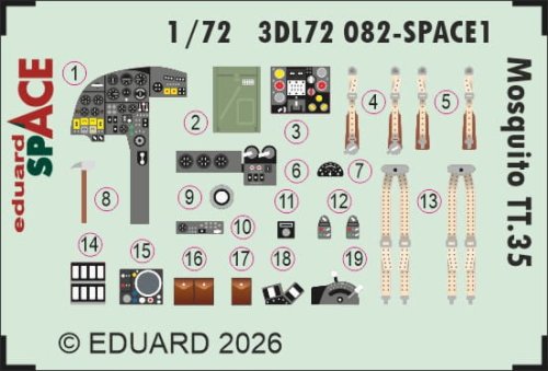 Przejdź do produktu Eduard 3DL72082 - 1:72 Mosquito TT.35 Space 3D Decals
