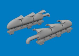 Eduard 672440 - 1:72 Spitfire Mk.V three-stacks exhaust fishtail Print 3D