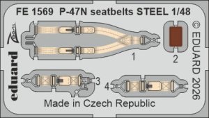 Eduard FE1569 - 1:48 P-47N seatbelts - Steel