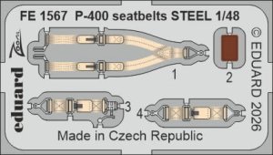 Eduard FE1567 - 1:48 P-400 seatbelts - Steel