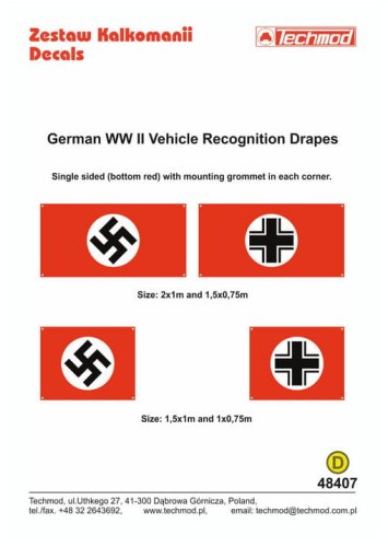Przejdź do produktu Techmod 48407 - 1:48 German WWII Vehicle Recognition Drapes