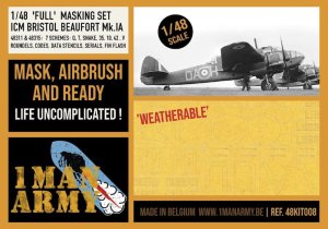 1 Man Army 48KIT008 - 1:48 Bristol Beaufort Mk.IA Full Masking Set - ICM
