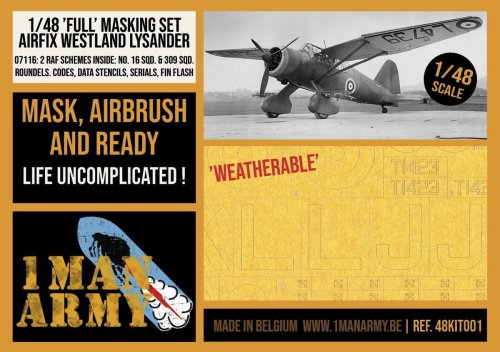 Przejdź do produktu 1 Man Army 48KIT001 - 1:48 Westland Lysander Full Masking Set - Airfix