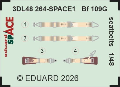 Przejdź do produktu Eduard 3DL48264 - 1:48 Bf 109G seatbelts Space 3D Decals
