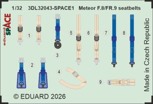 Przejdź do produktu Eduard 3DL32043 - 1:32 Meteor F.8/FR.9 seatbelts Space 3D Decals