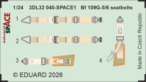 Przejdź do produktu Eduard 3DL32040 - 1:24 Bf 109G-5/6 seatbelts Space 3D Decals