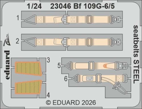 Przejdź do produktu Eduard 23046 - 1:24 Bf 109G-5/6 seatbelts - Steel