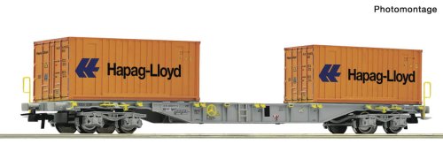 Przejdź do produktu Przedsprzedaż Roco 6600304 H0 - Wagon towarowy platforma typu Sgns z kontenerami, PKP, ep.V-VI