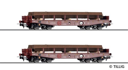 Przejdź do produktu Tillig 70073 H0 - Zestaw 2 wagonów platform typu Rmms 662 z ładunkiem, TSS Cargo, ep.VI
