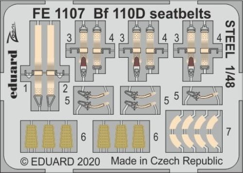 Przejdź do produktu EDUARD FE1107 - 1:48 Bf 110D seatbelts - Steel