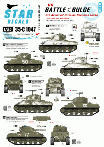 Przejdź do produktu STAR DECALS 35-C1047 - 1:35 Battle of the Bulge. 6th Armored Division Shermans.
