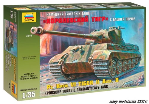 Przejdź do produktu ZVEZDA 3616 - 1:35 Pz.Kpfw.VI Ausf.B Tiger II Porsche Turret