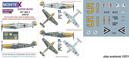 Przejdź do produktu MONTEX K24074 - 1:24 Messerschmitt Bf 109E-4