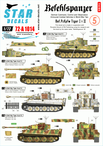 Przejdź do produktu STAR DECALS 72-A1014 - 1:72 Befehlspanzer # 5. Bef.Pz. Tiger I and Tiger 2.