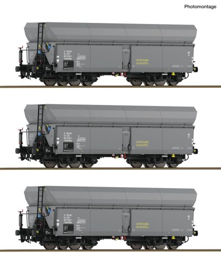 Przejdź do produktu Przedsprzedaż Roco 6600325 H0 - Zestaw 3 wagonów towarowych do materiałów sypkich typu Fads/Wap, CSD, ep.IV