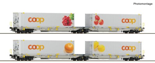 Przejdź do produktu Przedsprzedaż Roco 6600323 H0 - Zestaw 2 wagonów podwójnych platform typu Sdggmrs/T2000 z kontenerami Coop, railCare, ep.VI, s.2