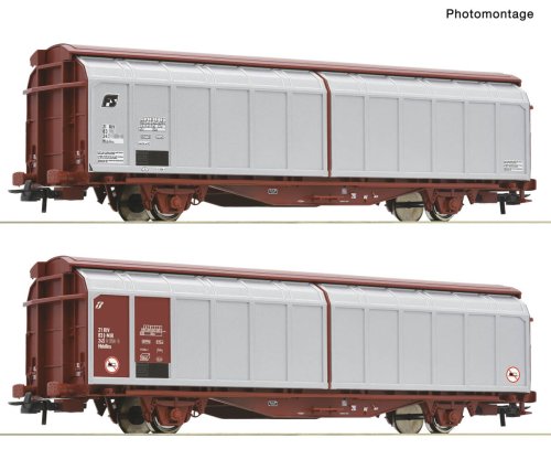 Przejdź do produktu Przedsprzedaż Roco 6600308 H0 - Zestaw 2 wagonów towarowych typu Hbbillns, FS, ep.V-VI
