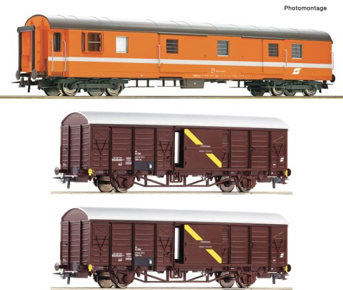 Przejdź do produktu Przedsprzedaż Roco 6600294 H0 - Zestaw 3 wagonów pocztowych, ÖBB, ep.IV-V