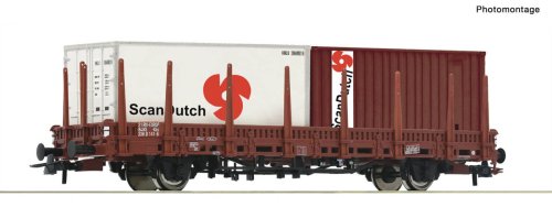 Przejdź do produktu Przedsprzedaż Roco 6600289 H0 - Wagon towarowy platforma typu Kls z kontenerami, Scan Dutch, NS, ep.IV